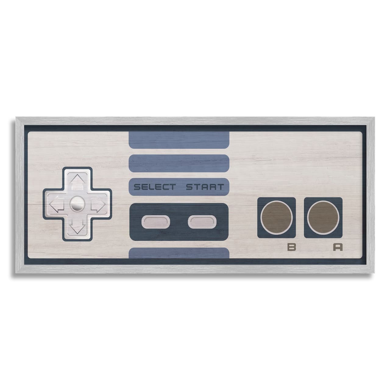 Stupell Industries Vintage Video Game Entertainment System Classic Controller Blue Framed Wall Art